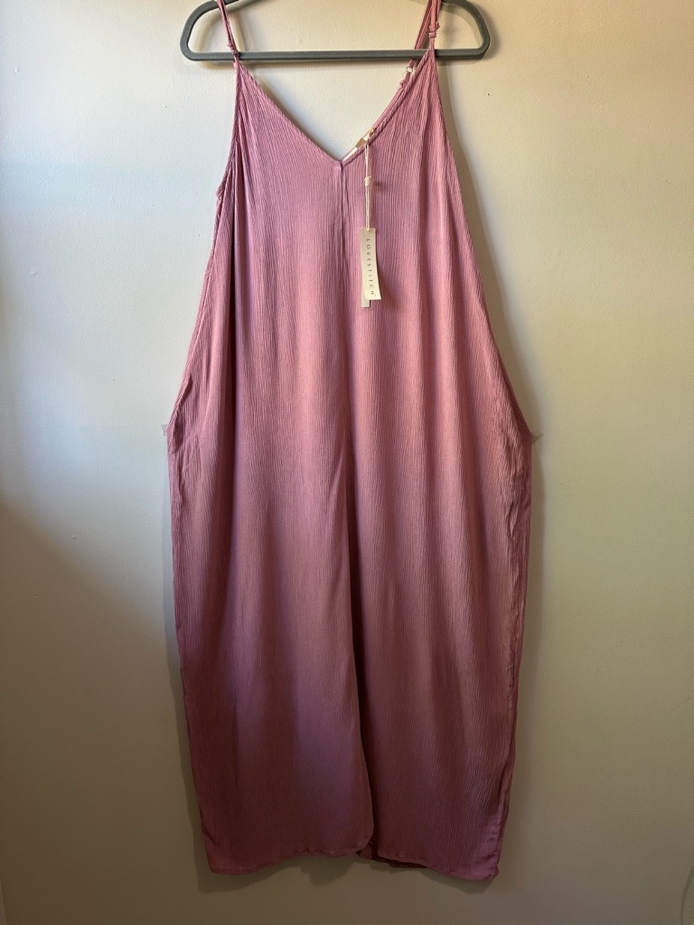 Lovestitch Dusty Rose V-Neck Mila Cocoon Maxi Dress Boho Gauzy Slouchy Size S/M